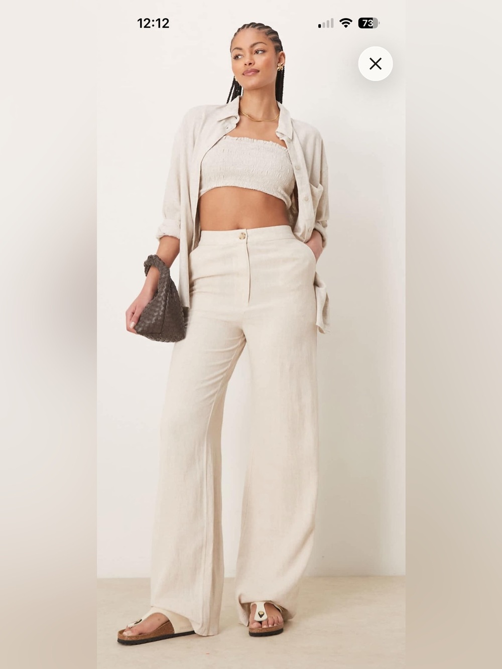 NWOT ASOS Design Linen Blend Wide Leg Pants US 12 TALL Oat Stone Color